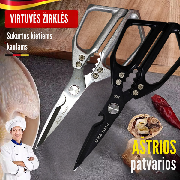 Nerudijančio plieno itin aštrios virtuvės žirklės