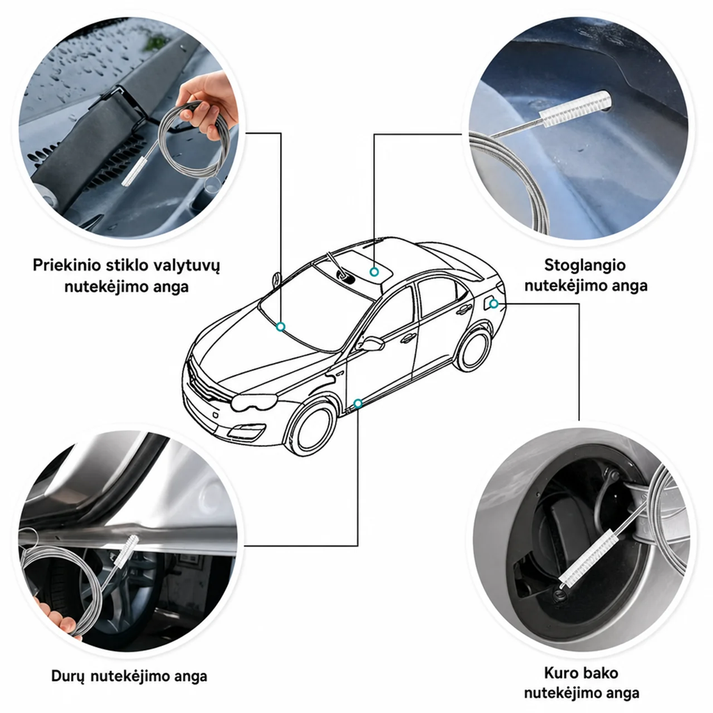 Prietaisas automobilio latakams valyti