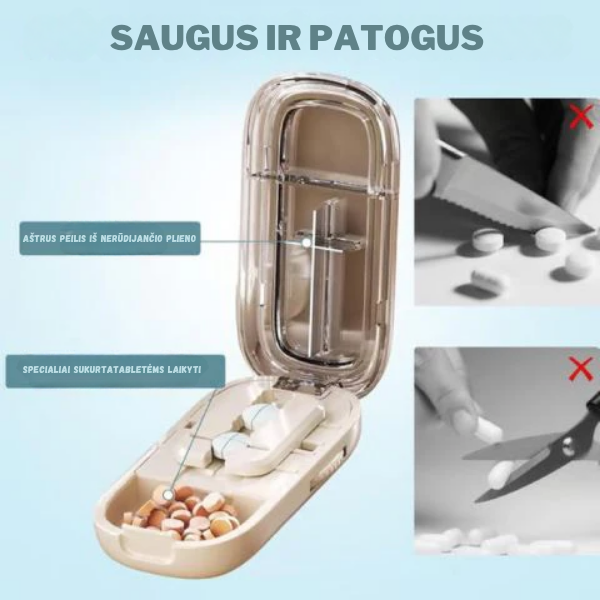 Universalus nešiojamas tablečių smulkintuvas