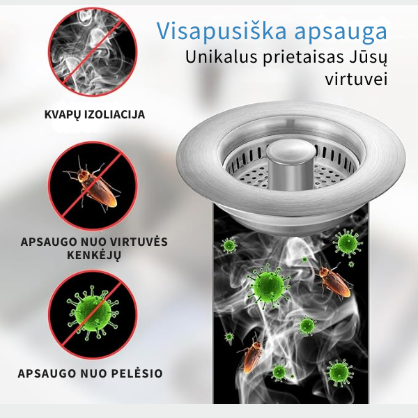 3in1 universalus kriauklės sietelis - filtras