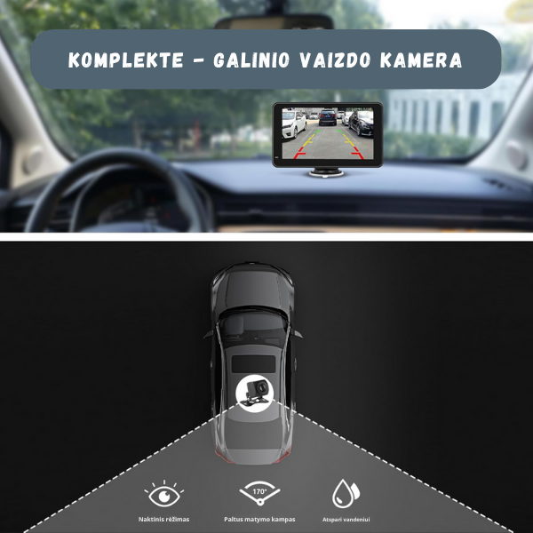 Išmanusis ekranas automobiliui - multimedija, navigacija