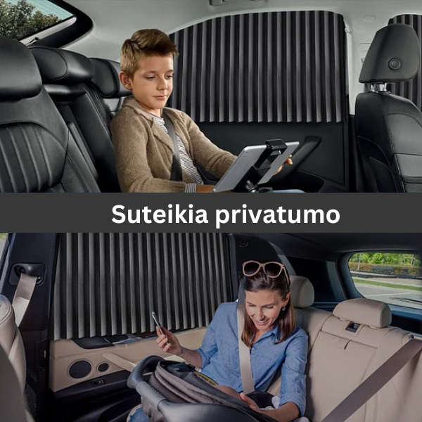 Universalus magnetinis skydelis nuo saulės šoniniam automobilio stiklui (2 vnt.)