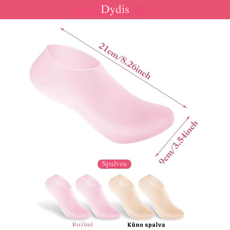 Drėkinančios gelinės kojinės sausų pėdų gydymui
