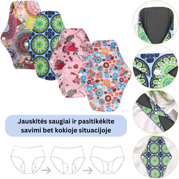 Nuo pratekėjimo apsaugantys antibakteriniai - higieniniai bambuko pluošto įklotai
