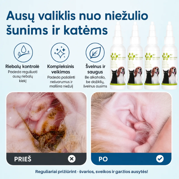 Gydomasis niežulį mažinantis ausų valiklis augintiniams