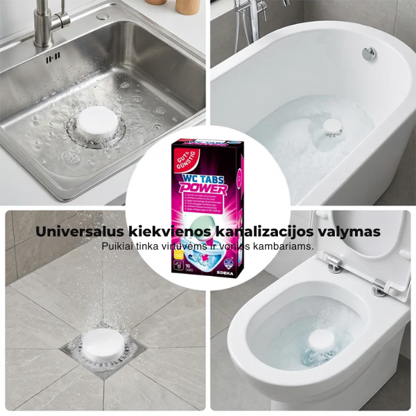 Universalios tabletės kanalizacijos atkimšimui