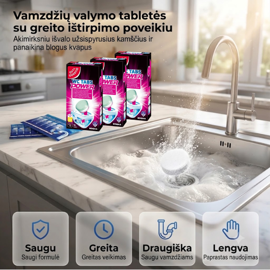 Universalios tabletės kanalizacijos atkimšimui