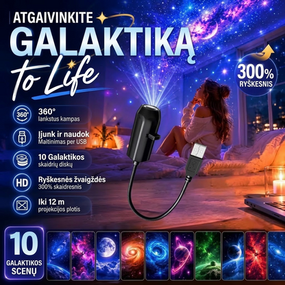 HD žvaigždžių projekcijos projektorius ramioms naktims
