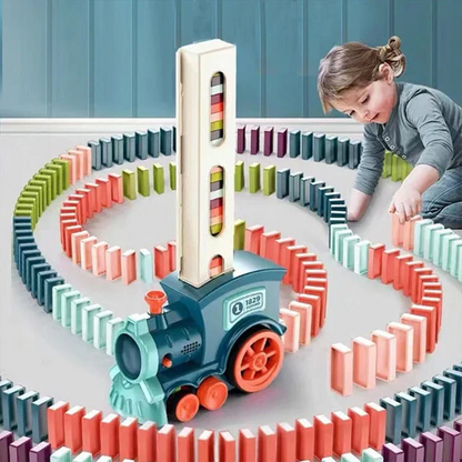 Automatinis domino kaladėlių traukinys