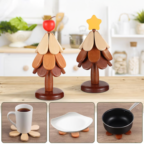 Natūralaus bambuko eglutė - padėkliukai