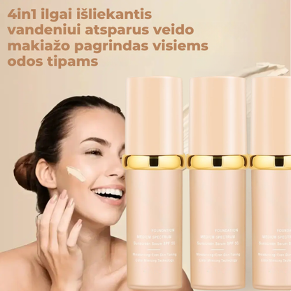 4in1 ilgai išliekantis vandeniui atsparus veido makiažo pagrindas visiems odos tipams