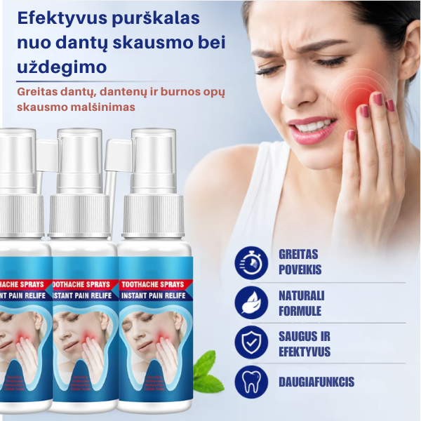 Efektyvus purškalas nuo dantų skausmo bei uždegimo