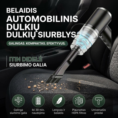 Galingas belaidis automobilinis dulkių siurblys