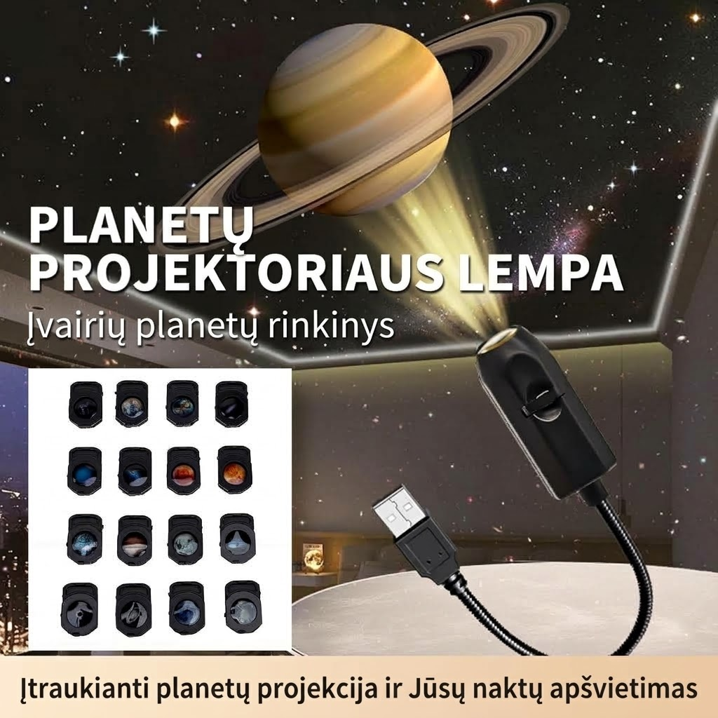 HD žvaigždžių projekcijos projektorius ramioms naktims