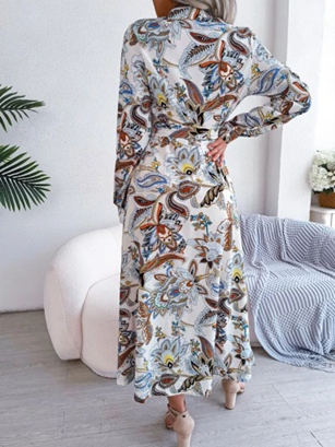 Elegantiška ilga gėlėto rašto klasikinė suknelė