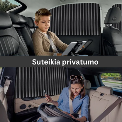 Universalus magnetinis skydelis nuo saulės šoniniam automobilio stiklui (2 vnt.)
