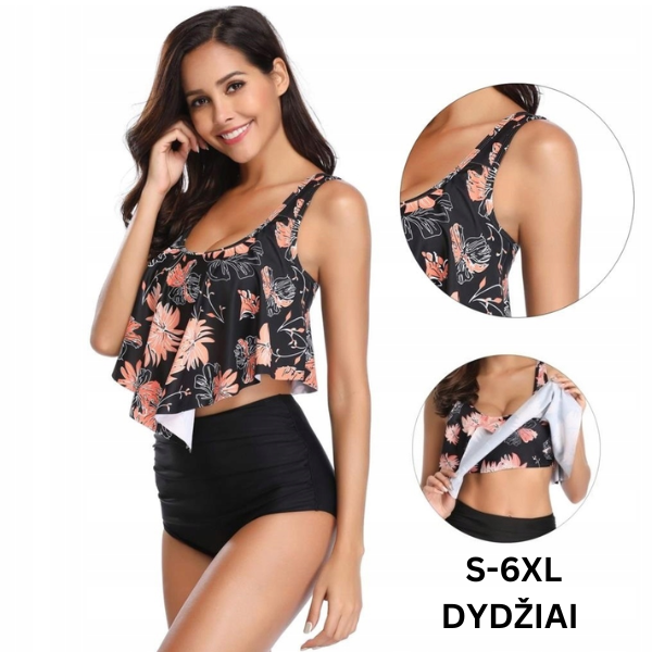 Elegantiškas dviejų dalių liekninantis Boho maudymosi kostiumėlis