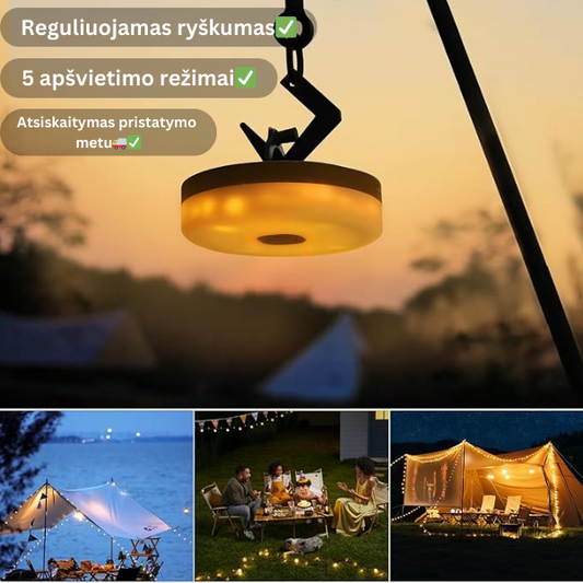 Unikalus šviestuvas - suvyniojama lempučių grandinė