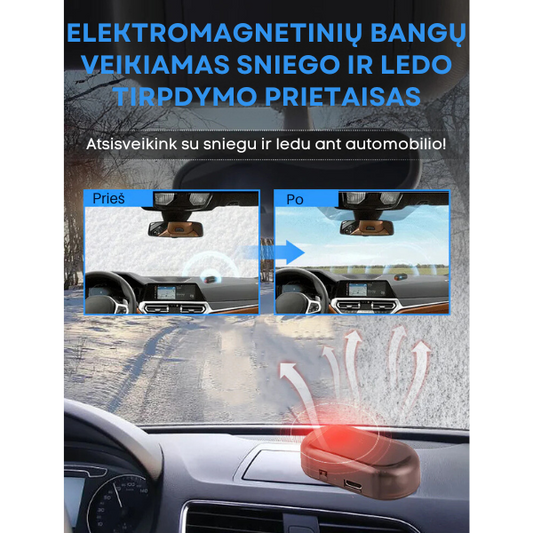 Elektromagnetinių bangų veikiamas sniego ir ledo tirpdymo prietaisas