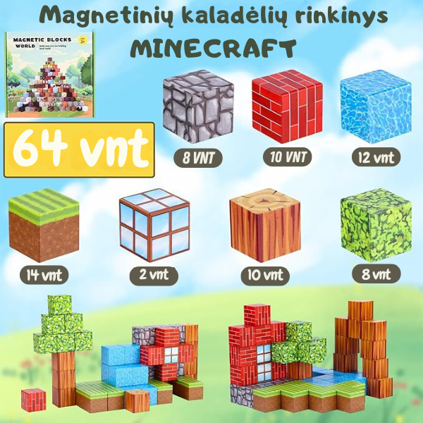 Magnetinių kaladėlių rinkinys MINECRAFT