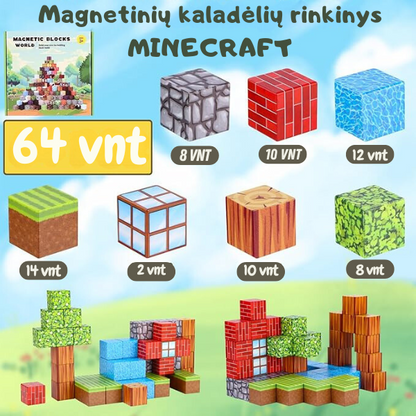Magnetinių kaladėlių rinkinys MINECRAFT