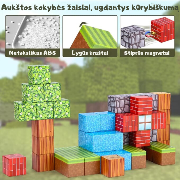 Magnetinių kaladėlių rinkinys MINECRAFT