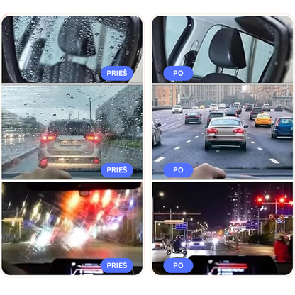 Priemonė automobilio stiklui nuo riebalų ir purvo